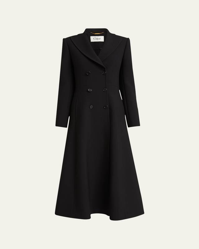 Double-Breasted A-Line Long Coat